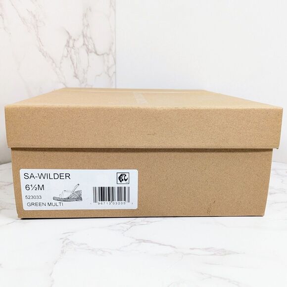 Sanctuary Women's Wilder Leather Wedge Sandal Green Multi 6.5 NEW IN BOX - Picture 8 of 8
